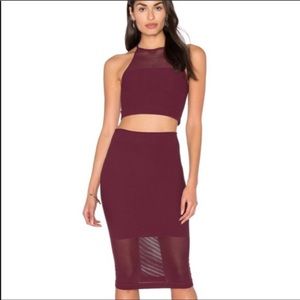 BCBG Burgundy High Waisted Pencil Skirt